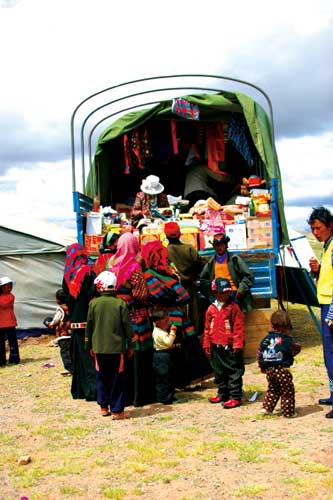 Moveable commodity booths during the horse race convention.